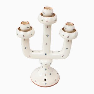 Antique 3-Arm Hand Painted Candelabra, 1920s