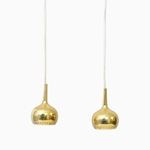Brass Hanging Lamps by Hans Agne Jakobsson, 1960s, Set of 2