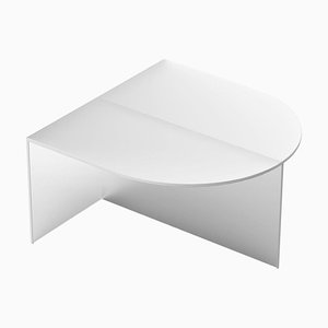 Table Basse Fifty Oblong en Verre Satiné Blanc par Sebastian Scherer