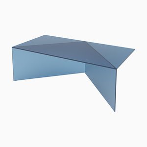 Mesa de centro de poliuretano cuadrada de vidrio satinado en azul de Sebastian Scherer
