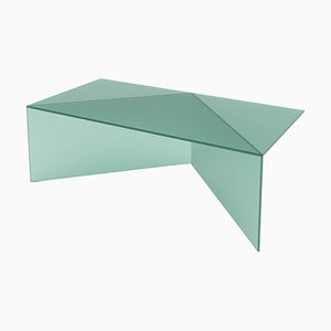 Mesa de centro de poliuretano cuadrada de vidrio satinado verde de Sebastian Scherer