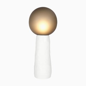 Kokeshi Medium Grey Acetato White Floor Lamp by Pulpo