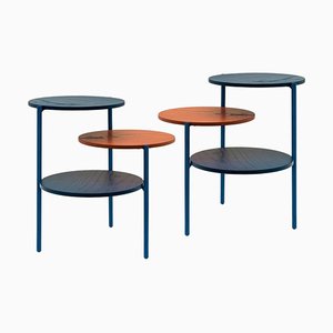 Blue & Coral Triplo Tables by Mason Editions, Set of 2