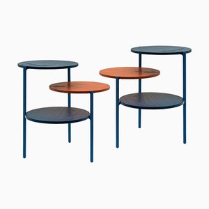 Tables Triplo Bleues et Corail par Mason Editions, Set de 2