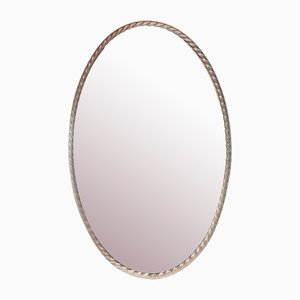 Spanish Oval Mirror with Chromed Metal Frame, 1950s