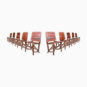 Pine Dining Chairs, France, 1960s, Set of 10