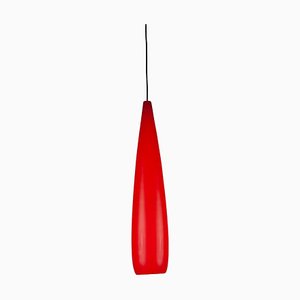 Italian Red Opal Glass Tube Pendant Lamp attributed to Pianon for Vistosi, 1960s