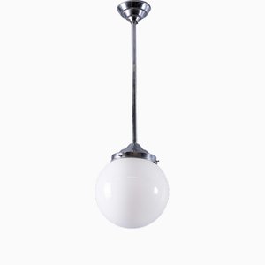 Lampe à Suspension Tabac en Verre Opalin, France, 1950s