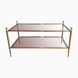 Brass Coffee Table with Double Tray from Maison Baguès, 1940s
