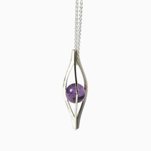 Silver and Amethyst Pendant by Elis Kauppi, 1960s