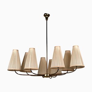 Lampadario ovale Mid-Century a nove braccia in ottone di Rupert Nikoll, Austria, 1955