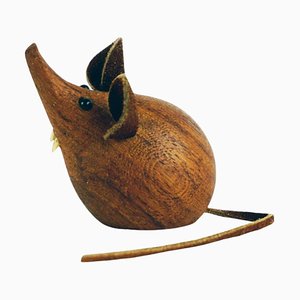 Scandinavian Wooden Mouse from H. F. Denmark, 1950s