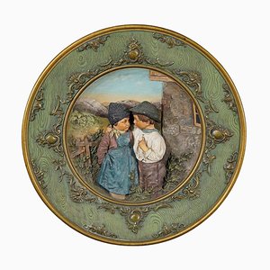 Terracotta Wall Plate by Johann Mar, 1890s