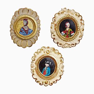 Paintings of People in Rococo Costumes, 1950s, Set of 3