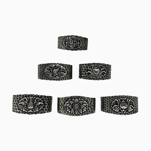 Indonesian Silver Yogya Napkin Rings, 1930s, Set of 6