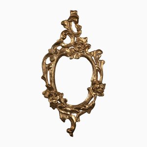Antique Frame in Gilded Wood with Flower Decoration
