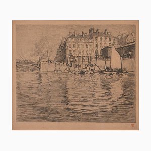 René Pinard, Ile Feydeau à Nantes, 1926, Gravure, Encadrée