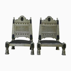 Vintage Eastern Metal Clad Pidha Chairs, Set of 2