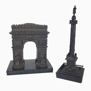 Arc de Triomphe et Colonne Vendôme, Bronce, siglo XIX. Juego de 2
