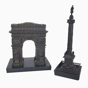 Arc de Triomphe et Colonne Vendôme, Bronze, 19. Jh., 2er Set