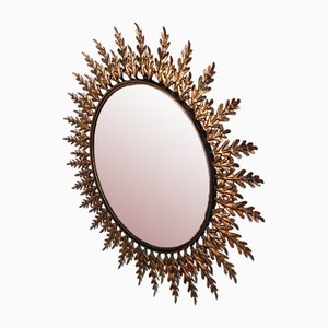 Specchio Sunburst vintage in rame, anni '70