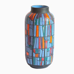 Geometric Colorful Ceramic Vase by Alvino Bagni, Italy, 1960s