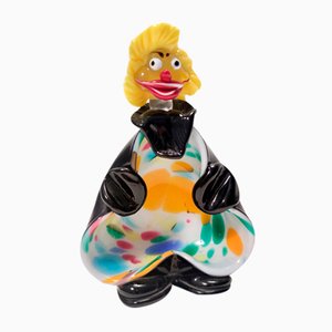 Vintage Black and Multicolored Murano Glass Clown Trinket Bowl / Ashtray, Italy, 1960s