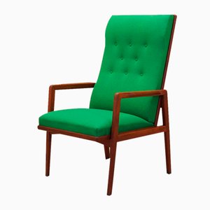 Danish Teak Green Armchair, 1970s