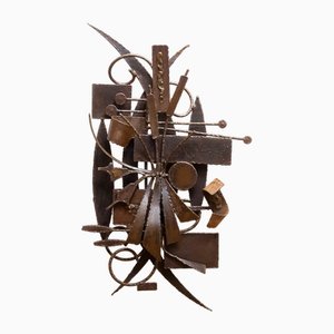 Belgian Brutalist Metal Welder Wall Art Sculpture, 1960s