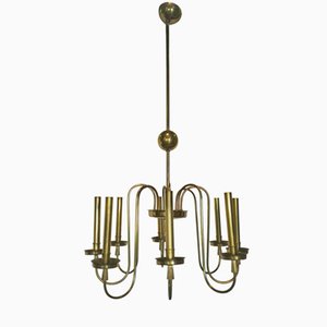 Italian 8 Light Chandelier in Brass, 1960s