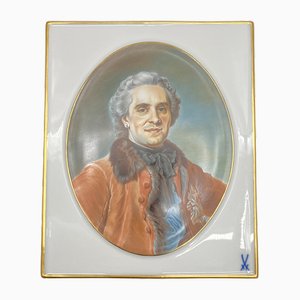 Hand Painted Porcelain Plate with a Portrait of Count Moritz of Saxony by C.M. Freyer for Meissen Porcelain, Germany, 1998