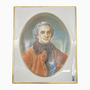 Plato de porcelana pintado a mano con un retrato del Conde Moritz de Sajonia de CM Freyer para Porcelana de Meissen, Alemania, 1998