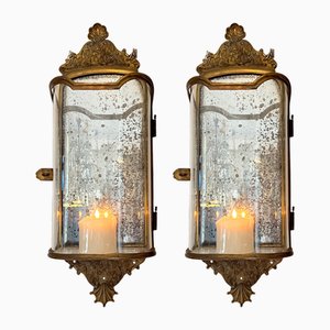 French Wall Lanterns, 1950s, Set of 2