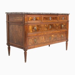 Commode 18ème Siècle en Noyer avec Plateau en Marbre, France