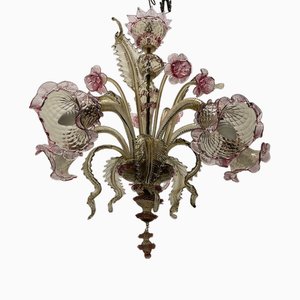 Lámpara de araña veneciana de cristal de Murano, años 60