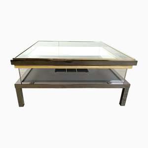 Vintage Sliding Glass Coffee Table by Maison Jansen, 1970s