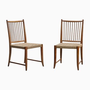 Chaises de Salle à Manger en Noyer et Assise en Corde par Paolo Buffa, 1938, Set de 2