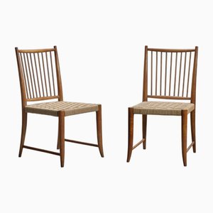 Dining Chairs in Walnut and Seat in Rope by Paolo Buffa, 1938, Set of 2