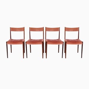 Velvet Dining Chairs from Lübke, Germany, 1960s, Set of 4