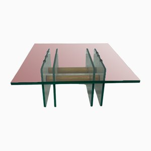 Mesa de centro de cristal y arce, años 70