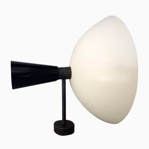 Vintage Wandlampe in Schwarz & Weiß mit Brüniertem Messing, 2000er