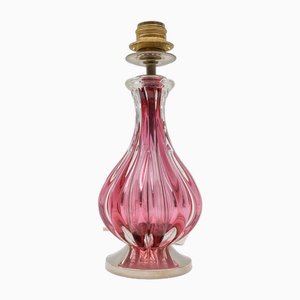 Lámpara de mesa Mid-Century moderna de cristal de Murano de cristal de Murano rosa, Italia, años 60