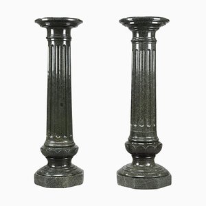 Grandes Colonnes Cannelées en Marbre Vert, 1880, Set de 2