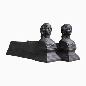 Vintage Cast Iron Fireplace Andirons, Set of 2