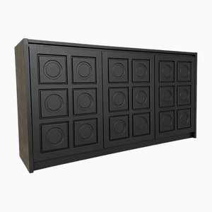 Brutalist 3-Door Black Sideboard with Circulair Pattern