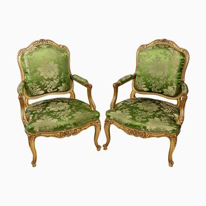 Louis XV Style Queens Armchairs, 1860, Set of 2