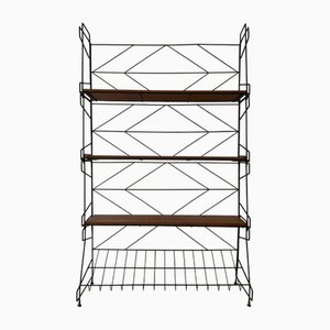 Italian Wire Structured Self-Standing Shelf Unit with 3 Shelves and 1 Magazine Rack, Italy, 1960s