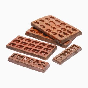 Moldes de chocolate de cerámica, década de 1850. Juego de 5