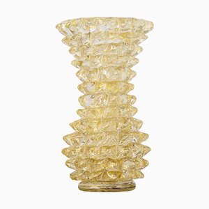 Murano Glass Vase Rostrate Crystal Color with Gold Leaf from Nasonmoretti, Italy