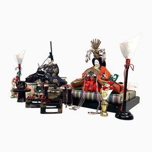 Set di bambole Hina dell'imperatore e dell'imperatrice del XX secolo, Giappone, anni '90, set di 17